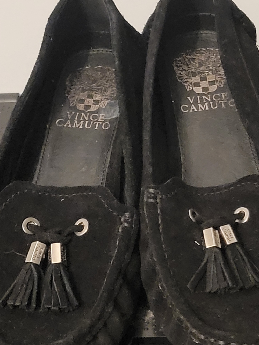 Vince Camuto Black Suede Tassel Loafers